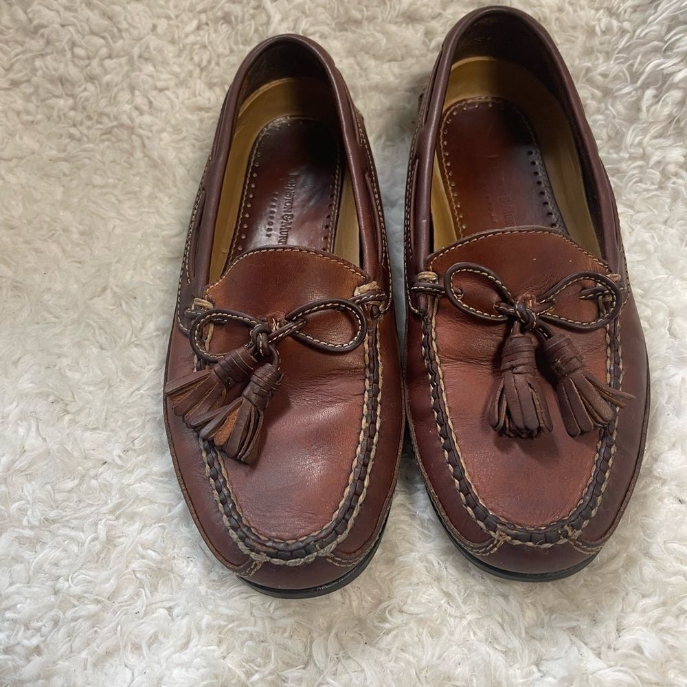 Johnston & Murphy Men's leather brown Tassel Loafers Boat shoes SZ9M